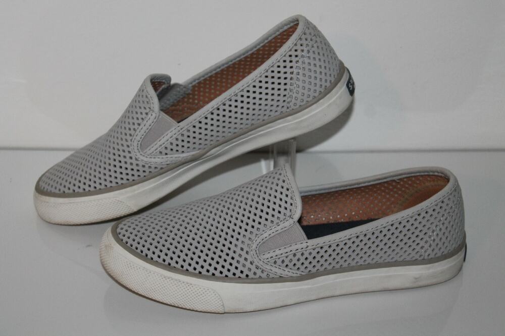 Sperry Top-Sider Seaside Perf Casual Sneakers, Women’s 7.5, Gray Leather